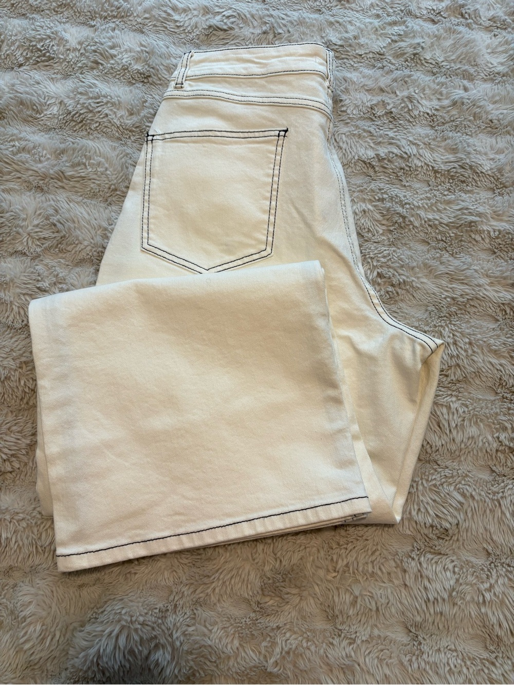 Frances Valentine Ace Wide-Leg High-Rise Women’s Jeans - Cream Size 12 - Picture 9 of 16